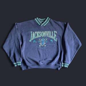 Vintage 90s Jacksonville Sweater Mens Large Golf Country Club Navy Varsity
